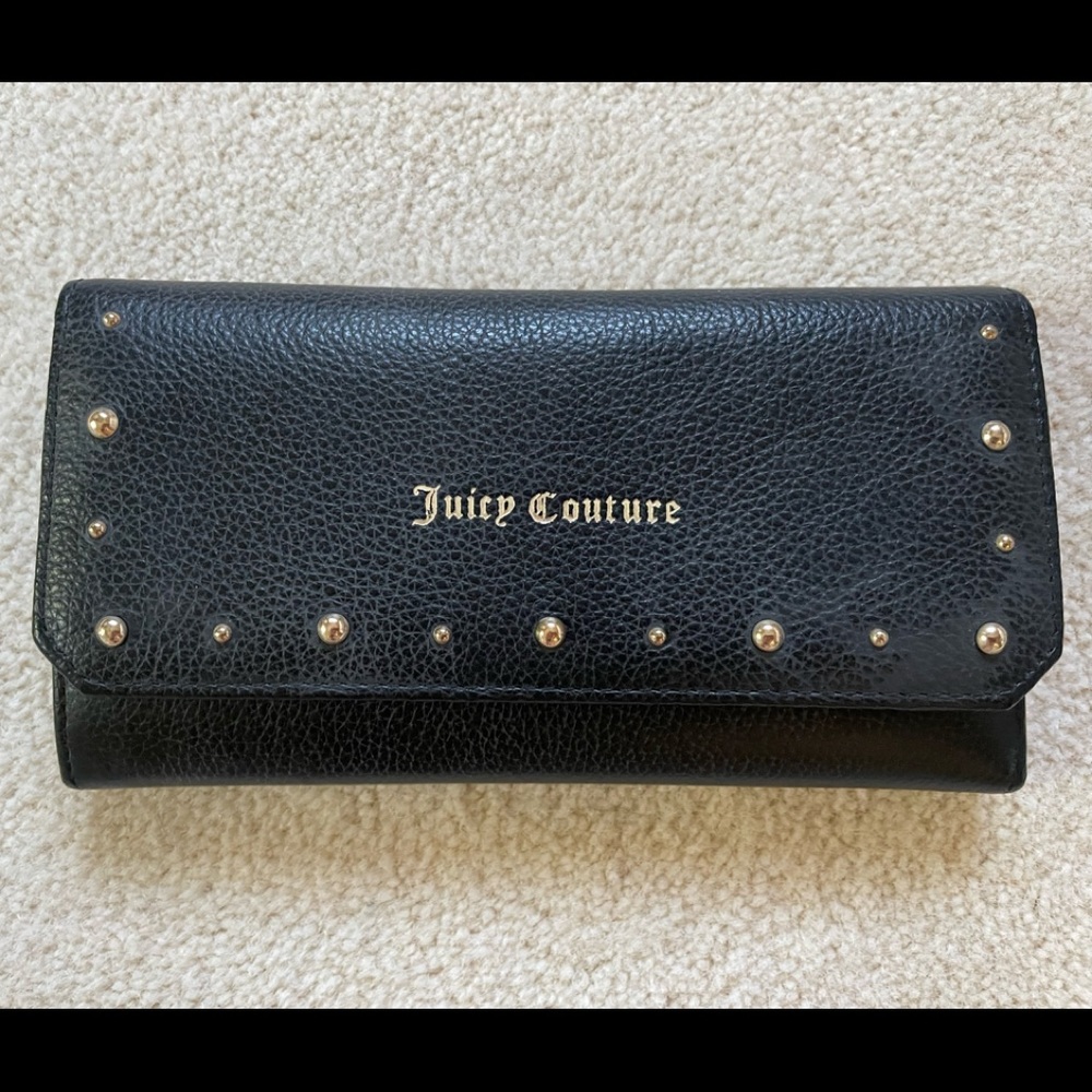Juicy Couture NWT Black Studded Trifold Wallet